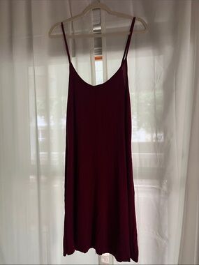 Spaghetti Stretchy & Soft Strap Slip Dress in Wine